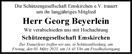 Traueranzeige von Georg Beyerlein von Neustadt/ Scheinfeld/ Uffenheim