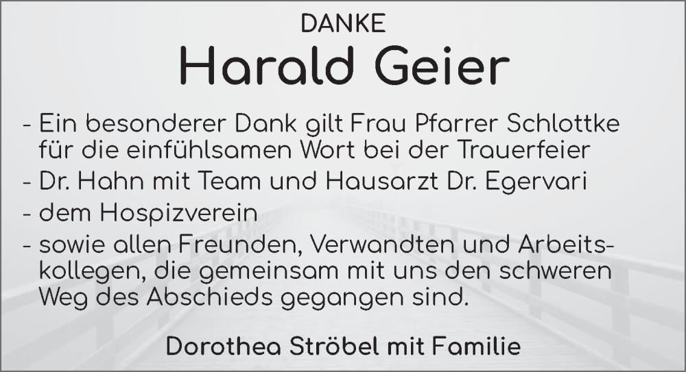  Traueranzeige für Harald Geier vom 22.03.2023 aus Rothenburg