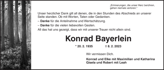 Traueranzeige von Konrad Bayerlein von Ansbach