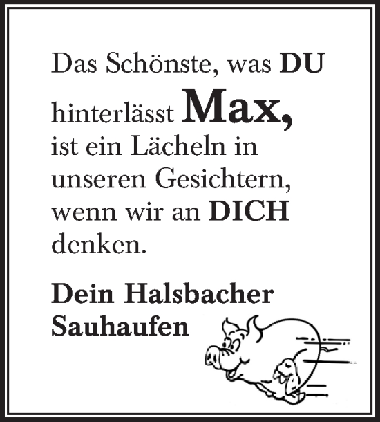 Traueranzeige von Max  von Dinkelsbühl/ Feuchtwangen