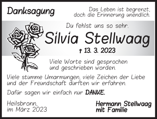 Traueranzeige von Silvia Stellwaag von Ansbach