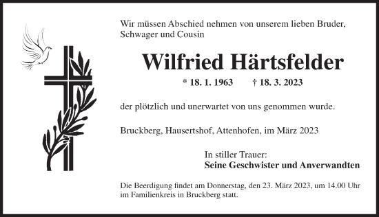 Traueranzeige von Wilfried Härtsfelder von Dinkelsbühl/ Feuchtwangen