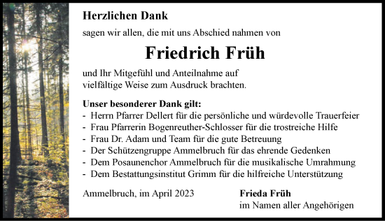 Traueranzeige von Friedrich Früh von Dinkelsbühl/ Feuchtwangen