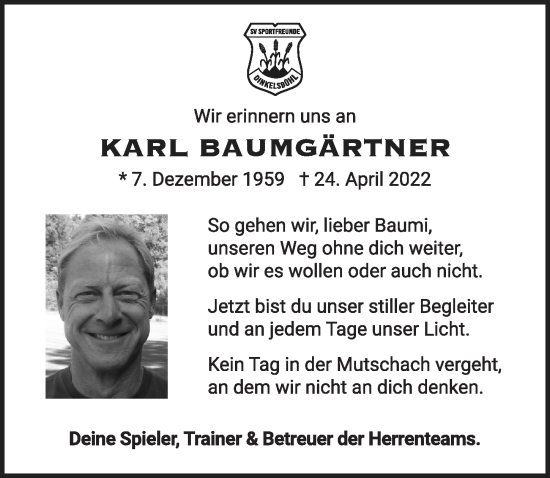 Traueranzeige von Karl Baumgärtner von Dinkelsbühl/ Feuchtwangen