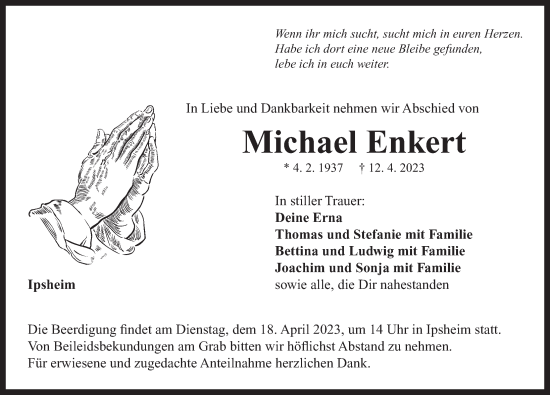 Traueranzeige von Michael Enkert von Neustadt/ Scheinfeld/ Uffenheim