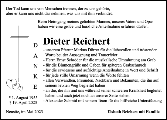 Traueranzeige von Dieter Reichert von Rothenburg