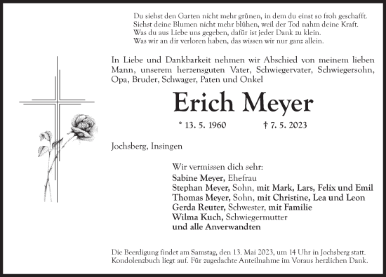 Traueranzeige von Erich Meyer von Ansbach