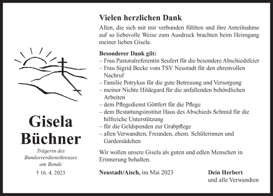 Traueranzeige von Gisela Büchner von Neustadt/ Scheinfeld/ Uffenheim