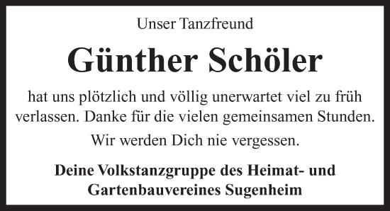 Traueranzeige von Günther Schöler von Neustadt/ Scheinfeld/ Uffenheim