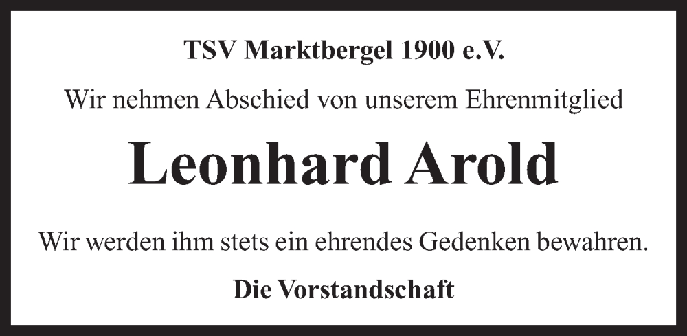  Traueranzeige für Leonhard Arold vom 11.05.2023 aus Neustadt/ Scheinfeld/ Uffenheim