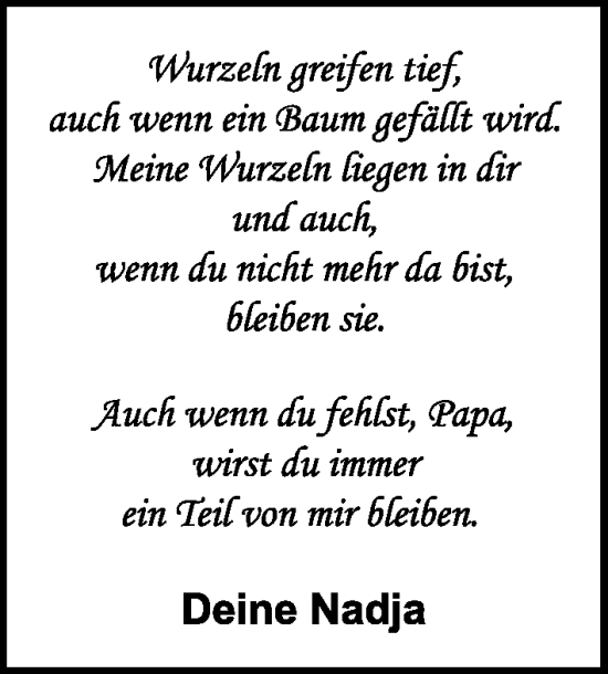 Traueranzeige von Nadja  von Ansbach