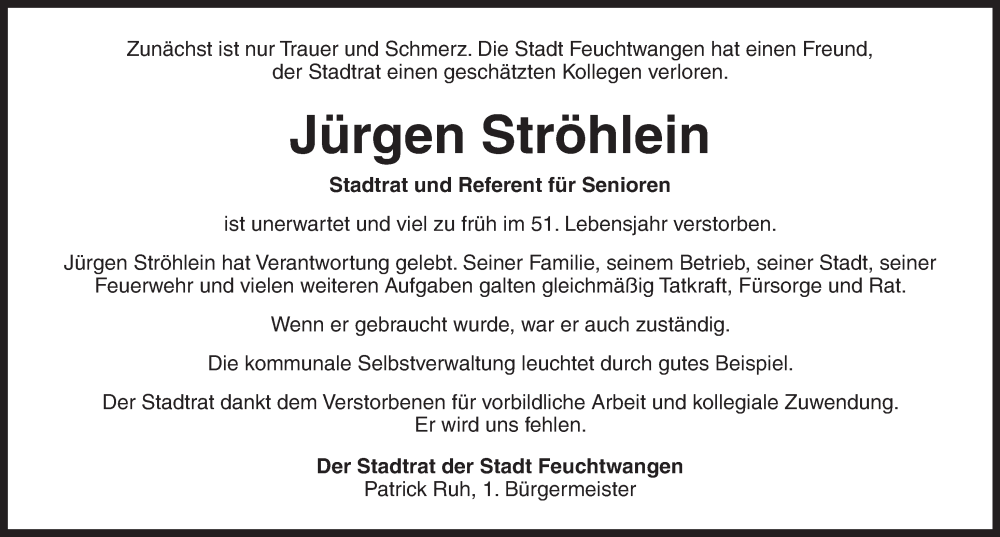  Traueranzeige für Jürgen Ströhlein vom 23.06.2023 aus GE