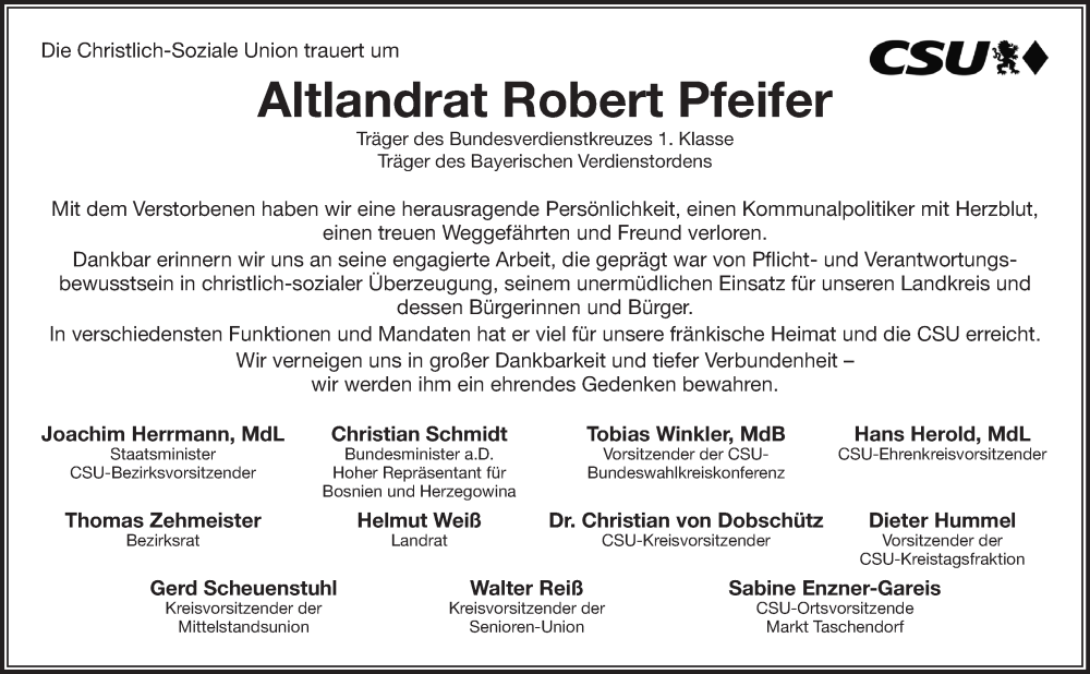  Traueranzeige für Robert Pfeifer vom 22.06.2023 aus Neustadt/ Scheinfeld/ Uffenheim