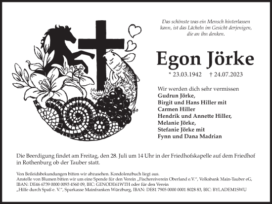 Traueranzeige von Egon Jörke von Rothenburg