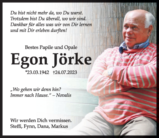 Traueranzeige von Egon Jörke von Rothenburg