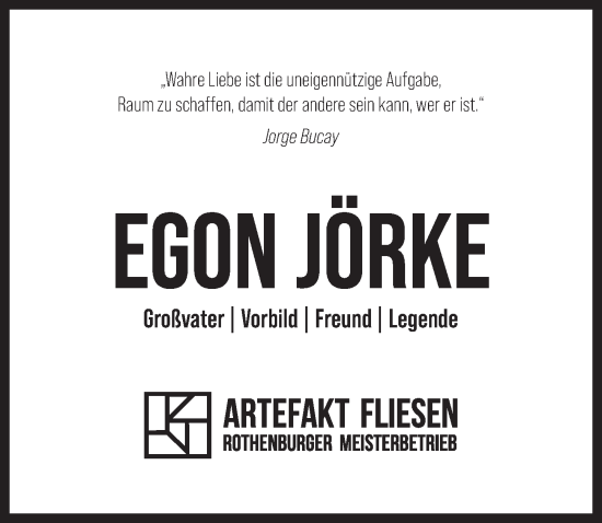 Traueranzeige von Egon Jörke von Rothenburg