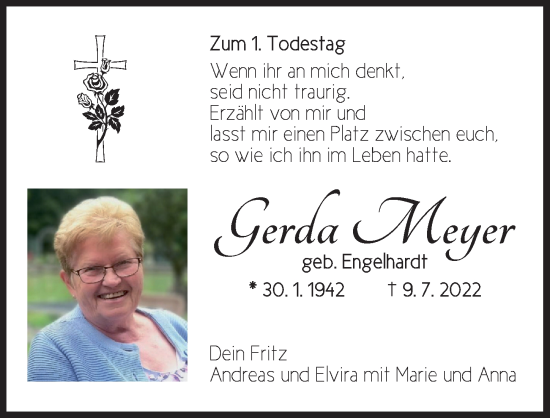 Traueranzeige von Gerda Meyer von Dinkelsbühl/ Feuchtwangen