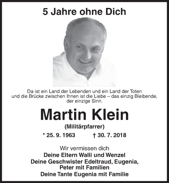 Traueranzeige von Martin Klein von Dinkelsbühl/ Feuchtwangen