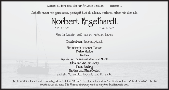 Traueranzeige von Norbert Engelhardt von Neustadt/ Scheinfeld/ Uffenheim