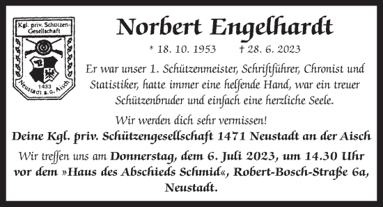 Traueranzeige von Norbert Engelhardt von Neustadt/ Scheinfeld/ Uffenheim