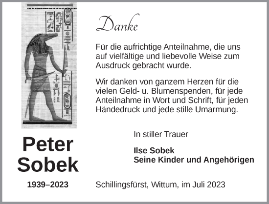 Traueranzeige von Peter Sobek von Rothenburg