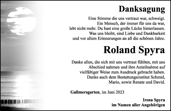 Traueranzeige von Roland Spyra von Neustadt/ Scheinfeld/ Uffenheim