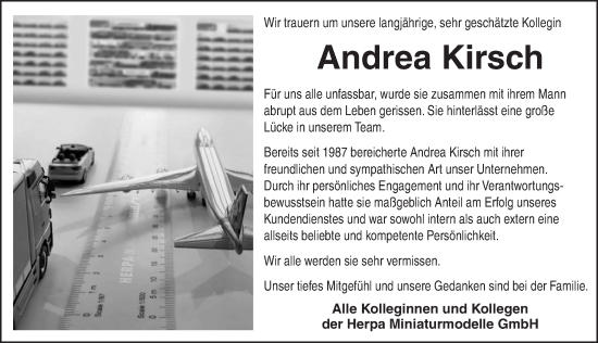 Traueranzeige von Andrea Kirsch von Ansbach