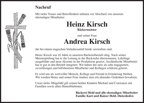 Traueranzeige von Andrea Kirsch von GE