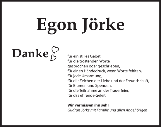 Traueranzeige von Egon Jörke von GE