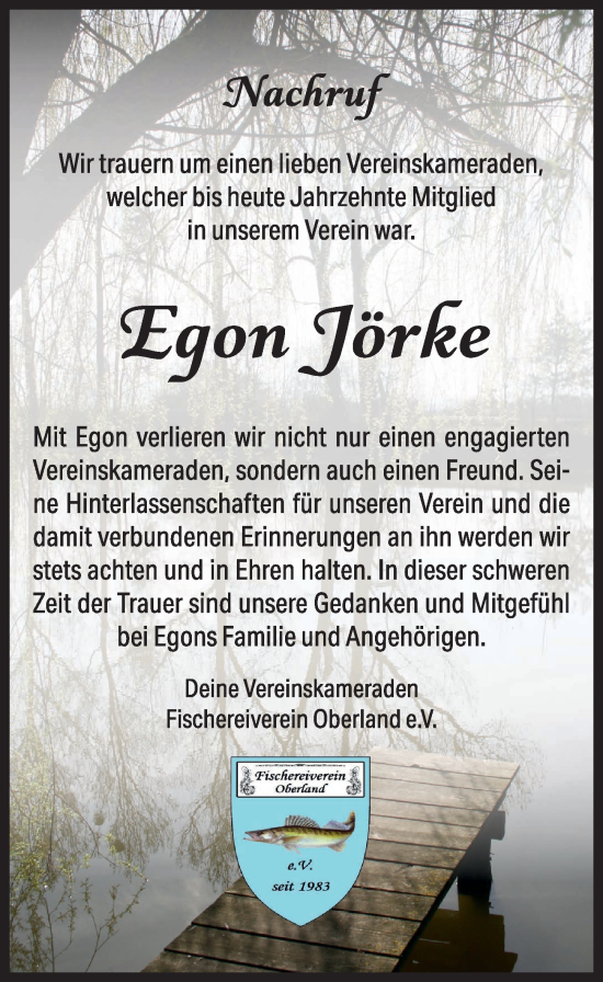 Traueranzeige von Egon Jörke von Rothenburg