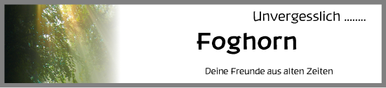 Traueranzeige von Foghorn  von Neustadt/ Scheinfeld/ Uffenheim