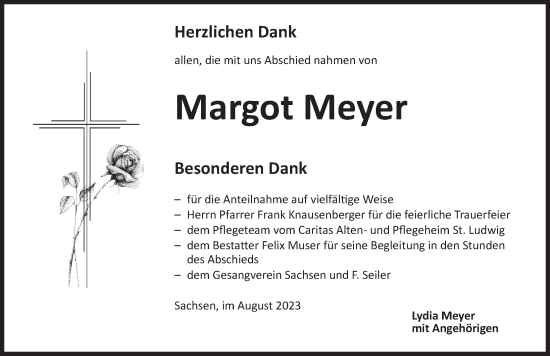 Traueranzeige von Margot Meyer von Ansbach