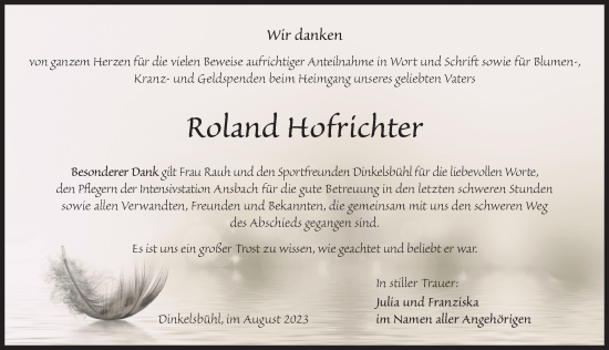 Traueranzeige von Roland Hofrichter von Dinkelsbühl/ Feuchtwangen