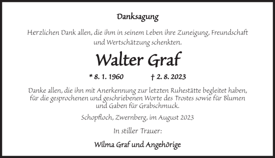 Traueranzeige von Walter Graf von Dinkelsbühl/ Feuchtwangen