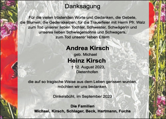 Traueranzeige von Andrea Kirsch von Ansbach