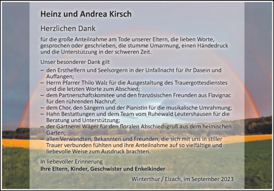 Traueranzeige von Andrea Kirsch von Ansbach