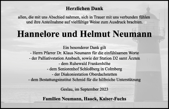 Traueranzeige von Helmut Neumann von Rothenburg