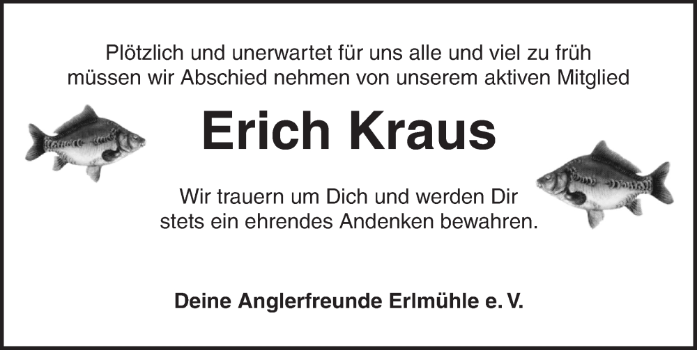  Traueranzeige für Erich Kraus vom 08.01.2024 aus Dinkelsbühl/ Feuchtwangen