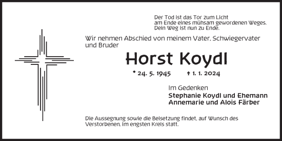 Traueranzeige von Horst Koydl von Neustadt/ Scheinfeld/ Uffenheim