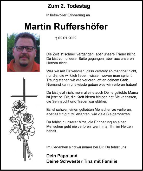 Traueranzeige von Martin Ruffershöfer von Neustadt/ Scheinfeld/ Uffenheim