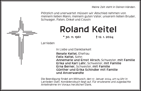 Traueranzeige von Roland Keitel von Dinkelsbühl/ Feuchtwangen