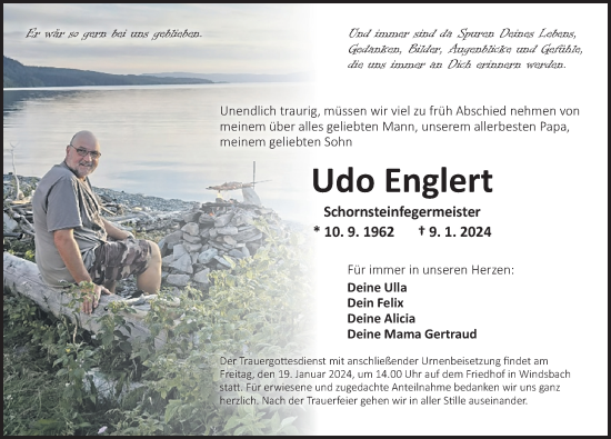 Traueranzeige von Udo Englert von Ansbach