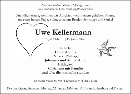 Traueranzeige von Uwe Kellermann von Rothenburg