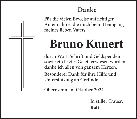 Traueranzeige von Bruno Kunert von Neustadt/ Scheinfeld/ Uffenheim