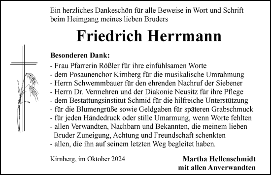 Traueranzeige von Friedrich Herrmann von Rothenburg