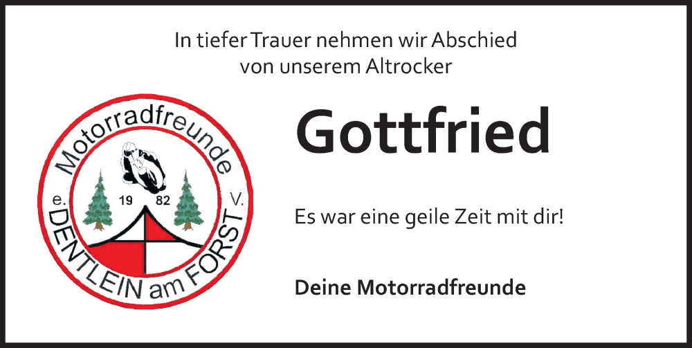  Traueranzeige für Gottfried Schubert vom 15.10.2024 aus Dinkelsbühl/ Feuchtwangen