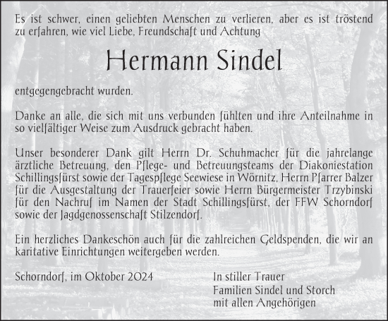 Traueranzeige von Hermann Sindel von GE