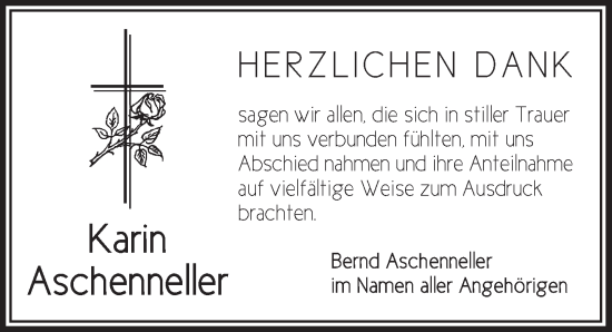 Traueranzeige von Karin Aschenneller von Neustadt/ Scheinfeld/ Uffenheim