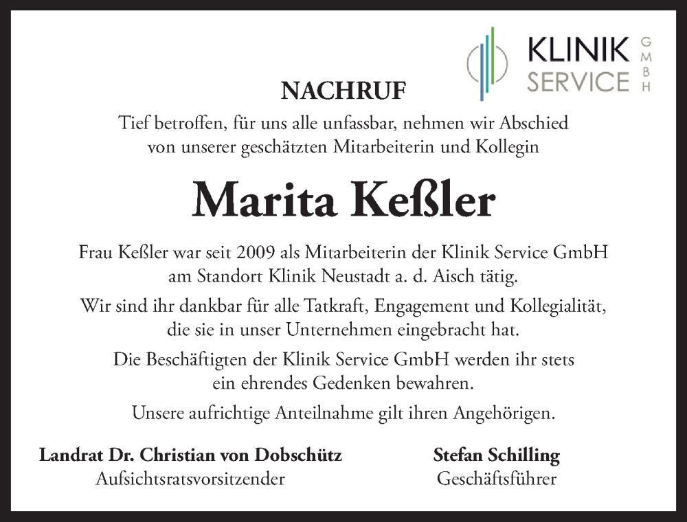  Traueranzeige für Marita Keßler vom 02.10.2024 aus Neustadt/ Scheinfeld/ Uffenheim