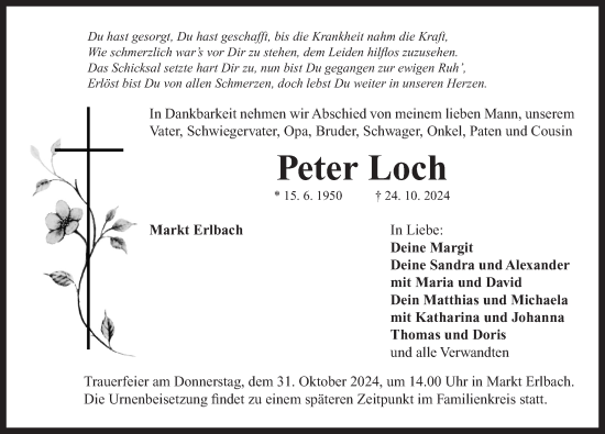 Traueranzeige von Peter Loch von Neustadt/ Scheinfeld/ Uffenheim